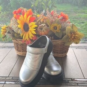 Dr. Martens Woman Silver Slip-On Clog Shoes